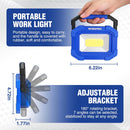 WORKPRO LED Work Light, Rechargeable Magnetic Work Lights with Stand, Portable 2000LM COB Flood Light for Camping, Fishing, Car Repair, Job Site Lighting, Hiking, 4 Modes, 2 Pack