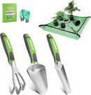 WORKPRO 5PCS Aluminum Garden Tool Set, Powder Coating Compact Gardening Tool Set with Repotting Mat, Outdoor Garden Hand Tools, Ideal Gardening Gift, Green