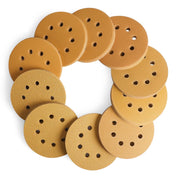 Gold hook-and-loop sanding discs set with 8 holes and round abrasive pads