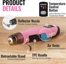 WORKPRO 7.2V Cordless Mini Heat Gun for DIY Crafts, 4000mAh Hot Air Gun, 1.5s Fast Heating, 3 Temp Settings (Cool/572°F/842°F), USB-C Rechargeable - Pink Ribbon