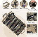 WORKPRO Roll Tool Bag with Detachable Pouches, Heavy Duty Organizer - 6 Pockets, for Mechanics, Electricians, Plumbers & Carpenters - Camo