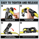 WORKPRO Ratchet Tie Down Straps, 2-Pack | 1.5" x 16' | 3300 lbs Break Strength Heavy Duty Ratchet Straps, Fits for Moving Appliances Motorcycle ATV Truck (Yellow)