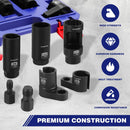 WORKPRO 7PCS O2 Oxygen Sensor Socket, Automotive 3/8" 1/2" Drive x 1-1/16" 7/8" 27mm 22mm O2 Sensor Socket Removal Tool Wrench and Thread Chaser Set, for Oil Pressure Vacuum Thermal Oxygen Sensors