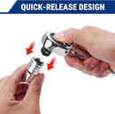 WORKPRO 3-Piece Low-Profile Drive Ratchet, 1/4", 3/8", 1/2" 90-Tooth Quick-Release Ratchet Wrench, Reversible, 4° Swing, CR-MO Compact Drive Head, Full Polished, Gifts for Men