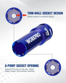 WORKPRO 1/2" Drive Lug Nut Impact Duty Socket, 17mm Deep Thin Wall Socket, Made of Premium Cr-Mo Steel, Non-Marring Lug Nut Wheel Sockets for Car
