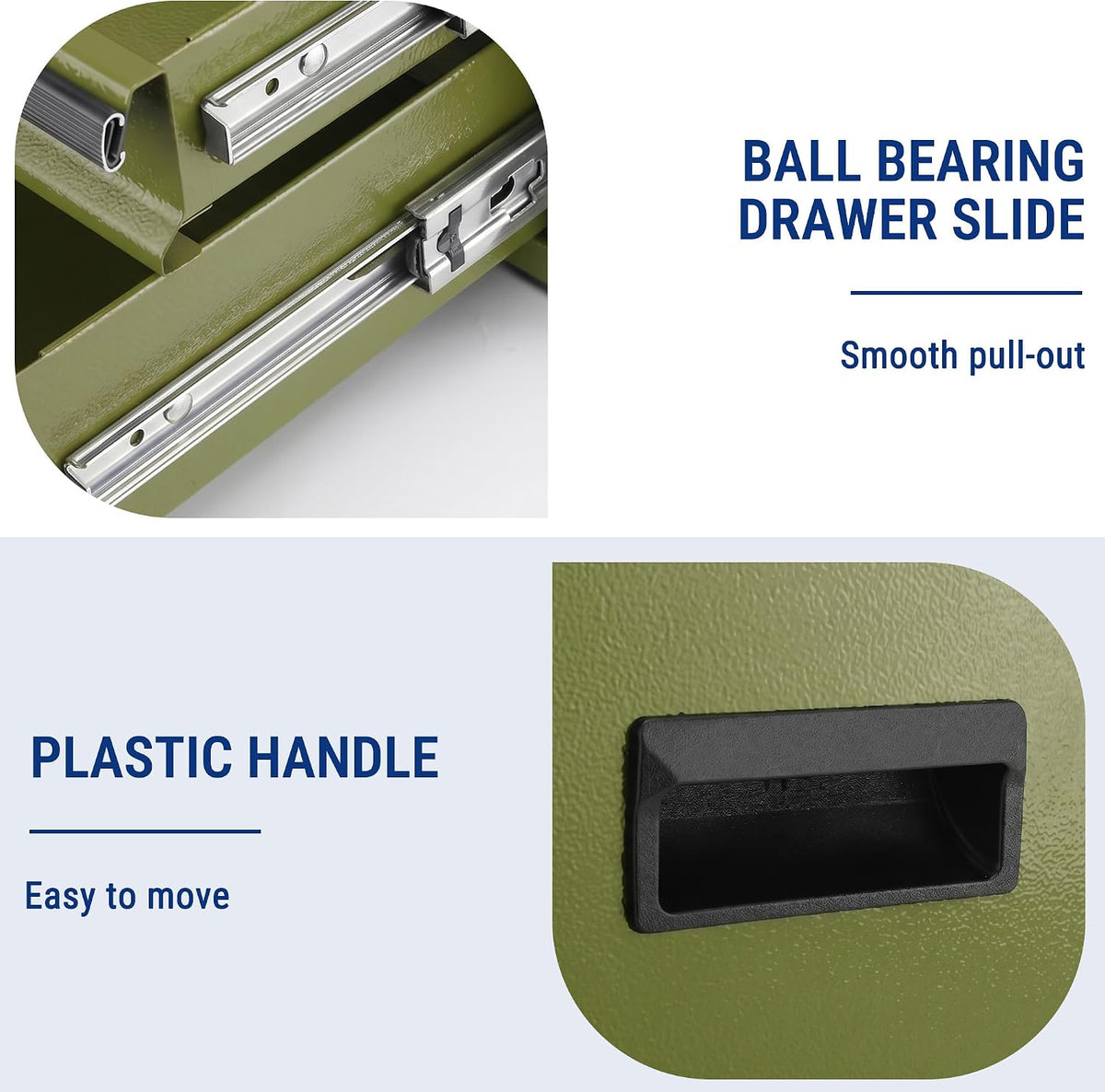 WORKPRO 15-Inch Metal Tool Box with 2 Drawers & Top Storage, Green
