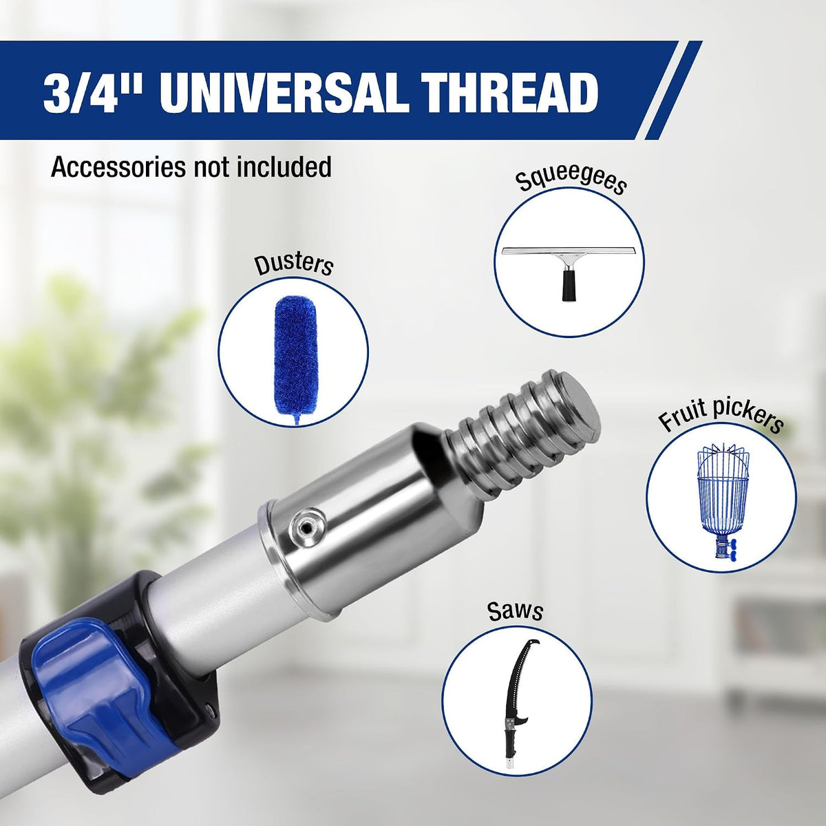 WORKPRO 20FT Pole, 5-20FT for Painting, Cleaning and Tree Trimming | Sturdy Aluminum, Flip-Lock, 3/4" Thread, Reach 2nd-Story Windows, High Ceilings and Tree Branches, Portable