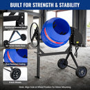 WORKPRO 4.6 Cu.Ft. Electric Cement Mixer, 600W 0.8HP Portable Concrete Mixer with Wheels & Stand Steel for Stucco, Mortar & Seeds