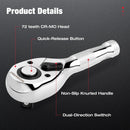 WORKPRO 3-Piece Stubby Ratchet Set, Quick Release Reversible, 1/4", 3/8", 1/2" Drive Mini Ratchet Handles, Chrome Alloy Made, CR-MO Head, 72-Tooth, Full Polished