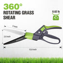 WORKPRO Grass Shears Handheld, Ultra-Sharp Grass Clippers with 360 Degree Swivel Blades, Manual Grass Cutter, Non-Slip Garden Shears, Gardening Scissors, Plant Clippers for Precise Lawn Trimming