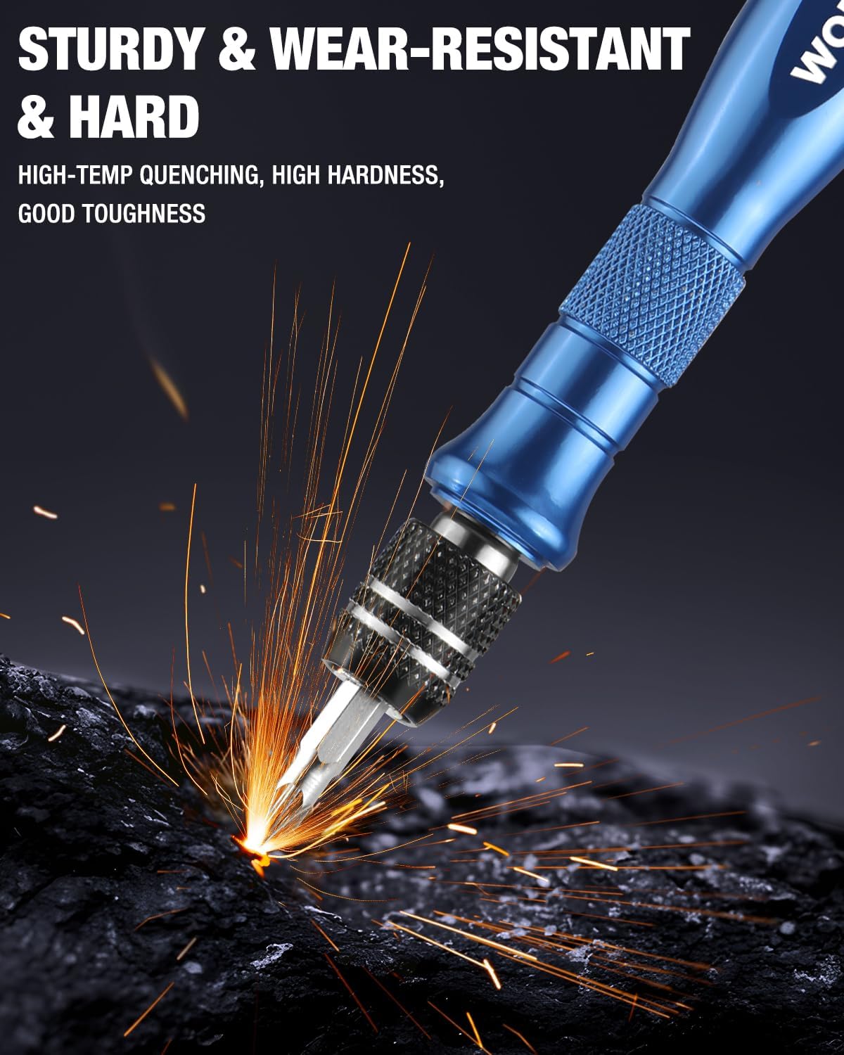 Blue and red pen-style precision screwdriver with sturdy metal bit tip