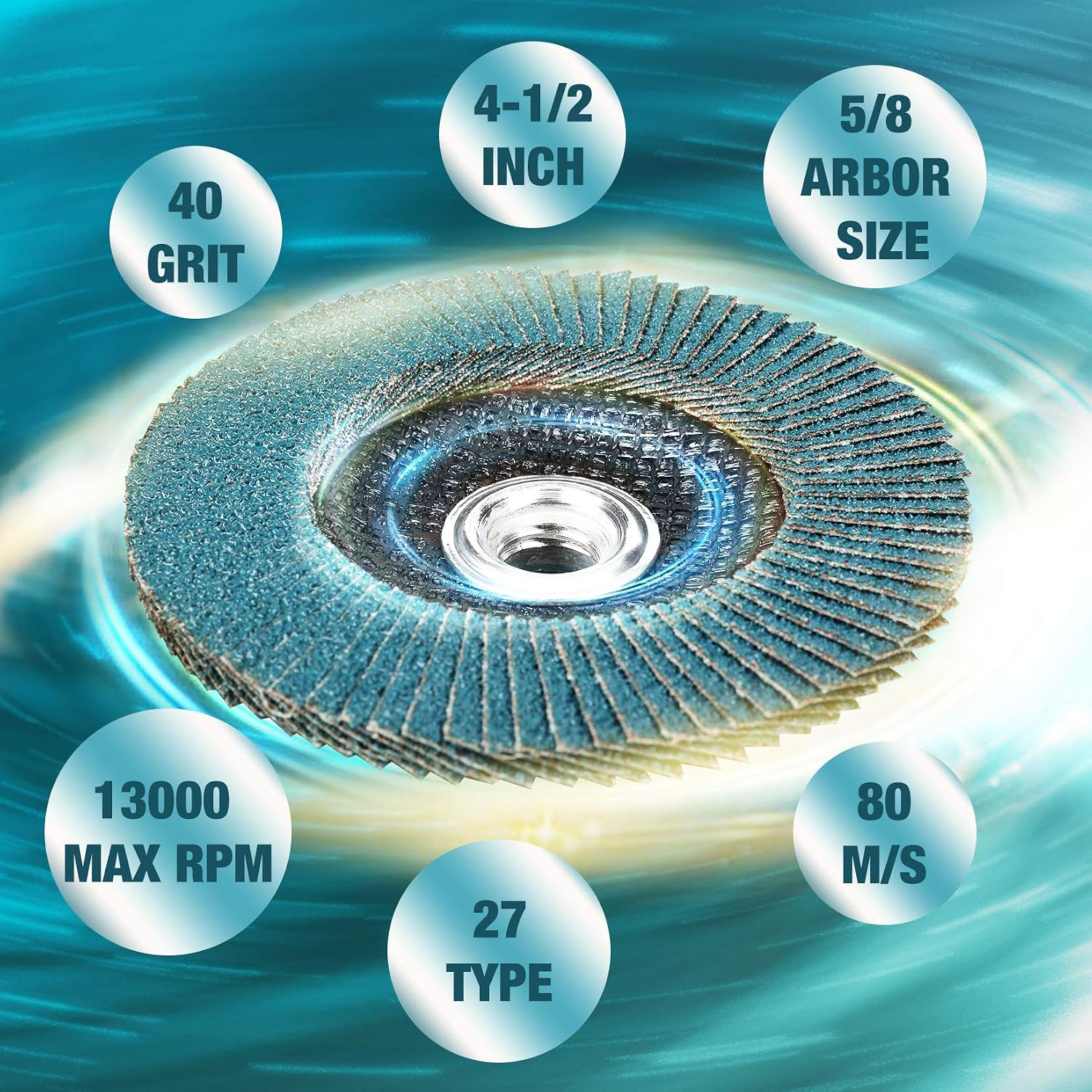 WORKPRO zirconia flap disc in blue, 4-12 inch, 40 grit Type 27 for metal grinding, blending and smooth finishing