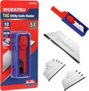 WORKPRO Premium Utility Knife Blades, TAC Diamond Coated SK2M, 10-Pack Utility Blades Replacement with Dispenser