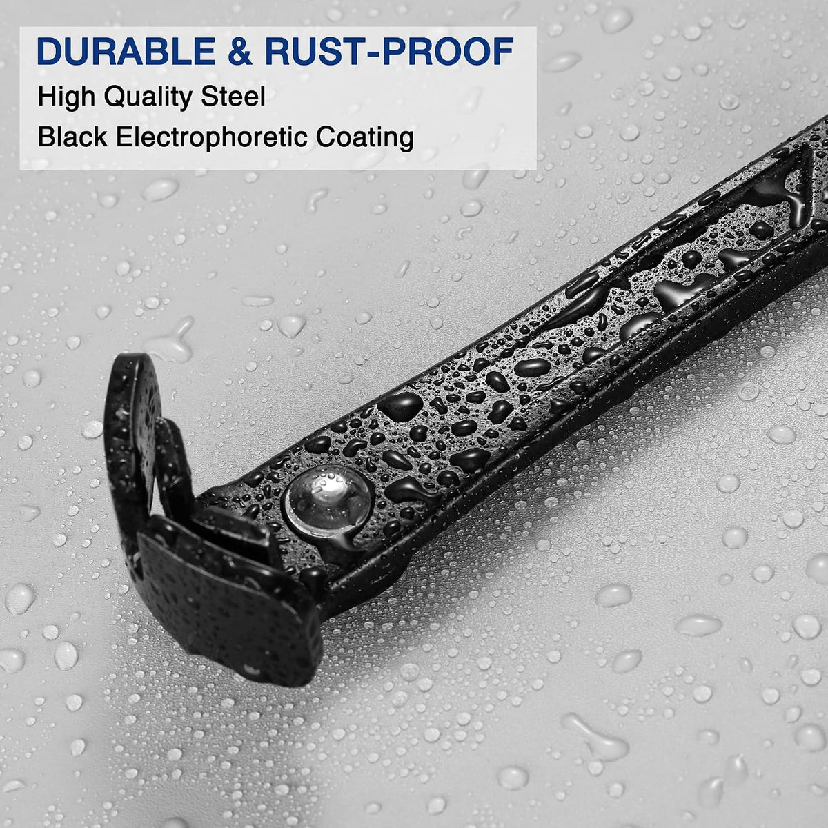 Black coated nail puller pry bar with claw head, durable metal finish
