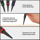 WORKPRO 3-Piece Nail Punch Set, Includes 1/32", 1/16", 3/32" Nail Setter, Color Coded Nail Set Tool with Shock-Absorbing Grip