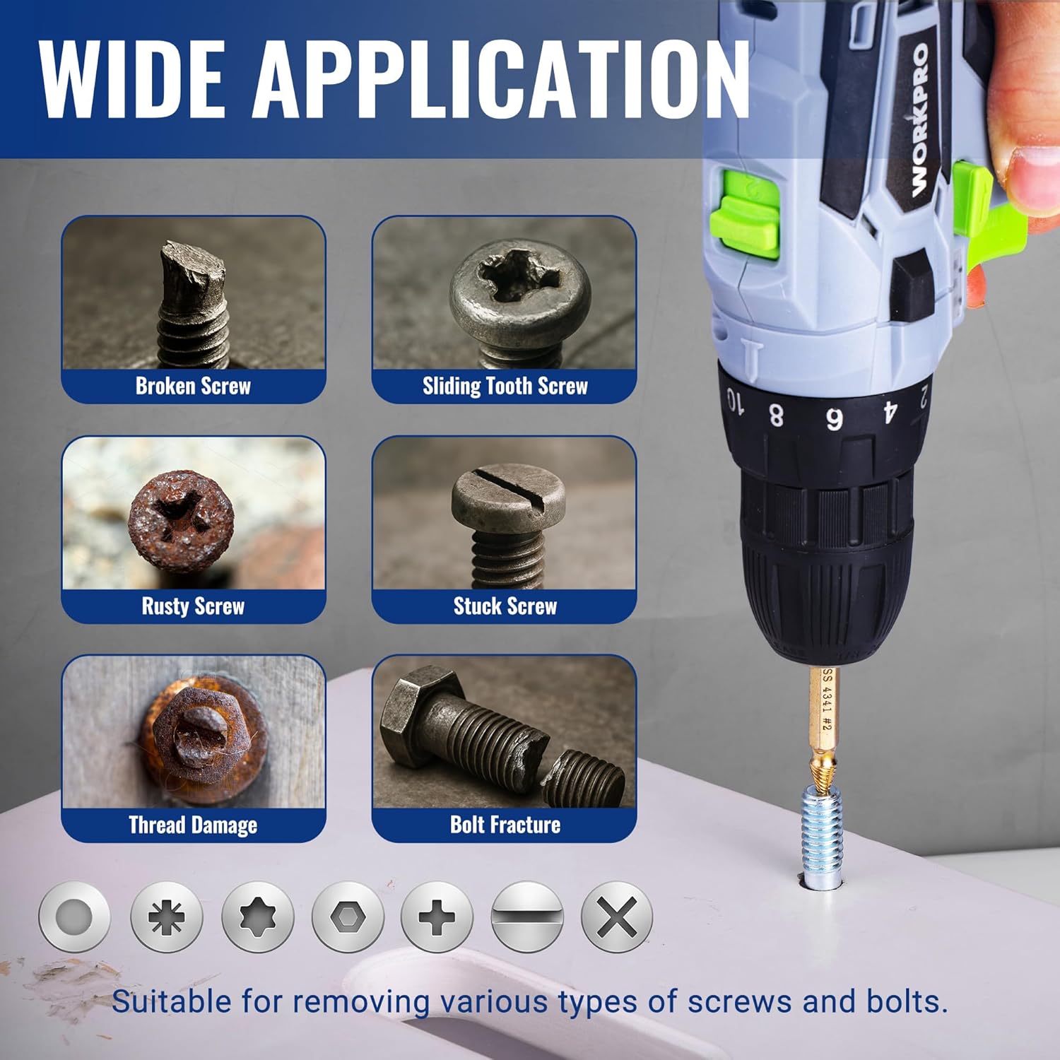 Screw extractor drill bit for broken, sliding, rusty, stuck, thread-damaged, and fractured bolts