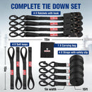 WORKPRO Ratchet Tie Down Straps, 4-Pack | 1" x 15' | 1823 lbs Break Strength Heavy Duty Ratchet Straps with 4PC Soft Loops, Fits for Moving Appliances Motorcycle ATV Truck (Black)