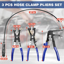 WORKPRO 3-Piece Hose Clamp Pliers Set with Pouch - 27" Long Reach Wire Spring Hose Clamp Plier & Angled Spring Clamp & Flat Band Pliers for Removal, Installation of Ring