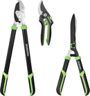 WORKPRO 3-Piece Garden Shears Set, Heavy-Duty Gardening Clippers | Include 20” Hedge Shear, 24” Anvil Lopper & 8” Pruning Shear, with Sharp Blade, Comfort Grip for Branches, Shrubs, and Hedges