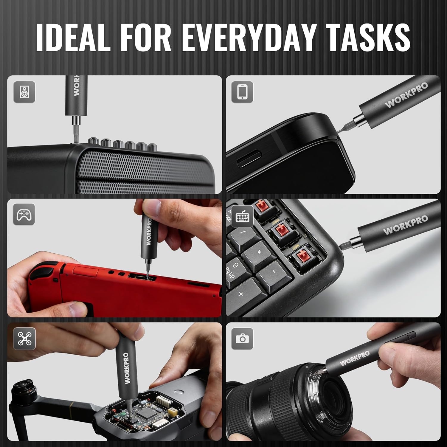 Precision screwdriver kit with compact driver and multiple bit attachments