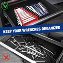 WORKPRO 4-Pack Magnetic Wrench Organizer, 2PC 15-Slot and 2PC 12-Slot Gripper Holder for Tool Boxes, Flexible Gripping Teeth and Carrying Handle, Fit for SAE and Metric, Blue, Red