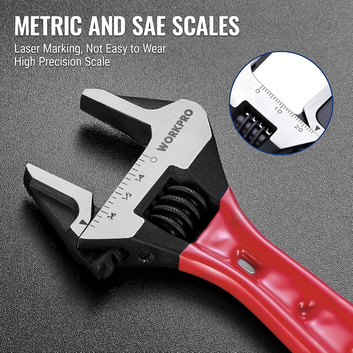 WORKPRO 4" Stubby Adjustable Wrench, 15/16" Extra Wide Jaw Opening