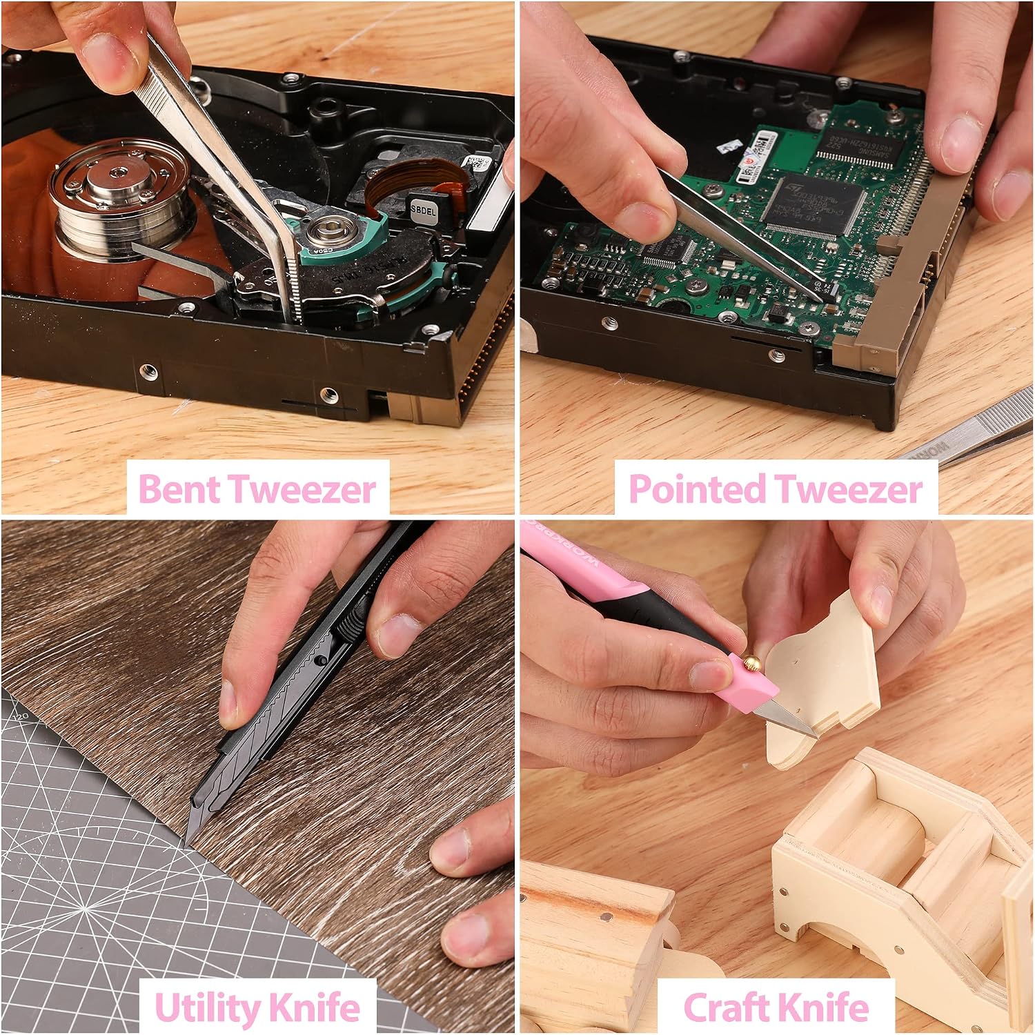 WORKPRO 33 Pcs Precision Repair Tool Set Includes Pliers Set - Pink Ribbon