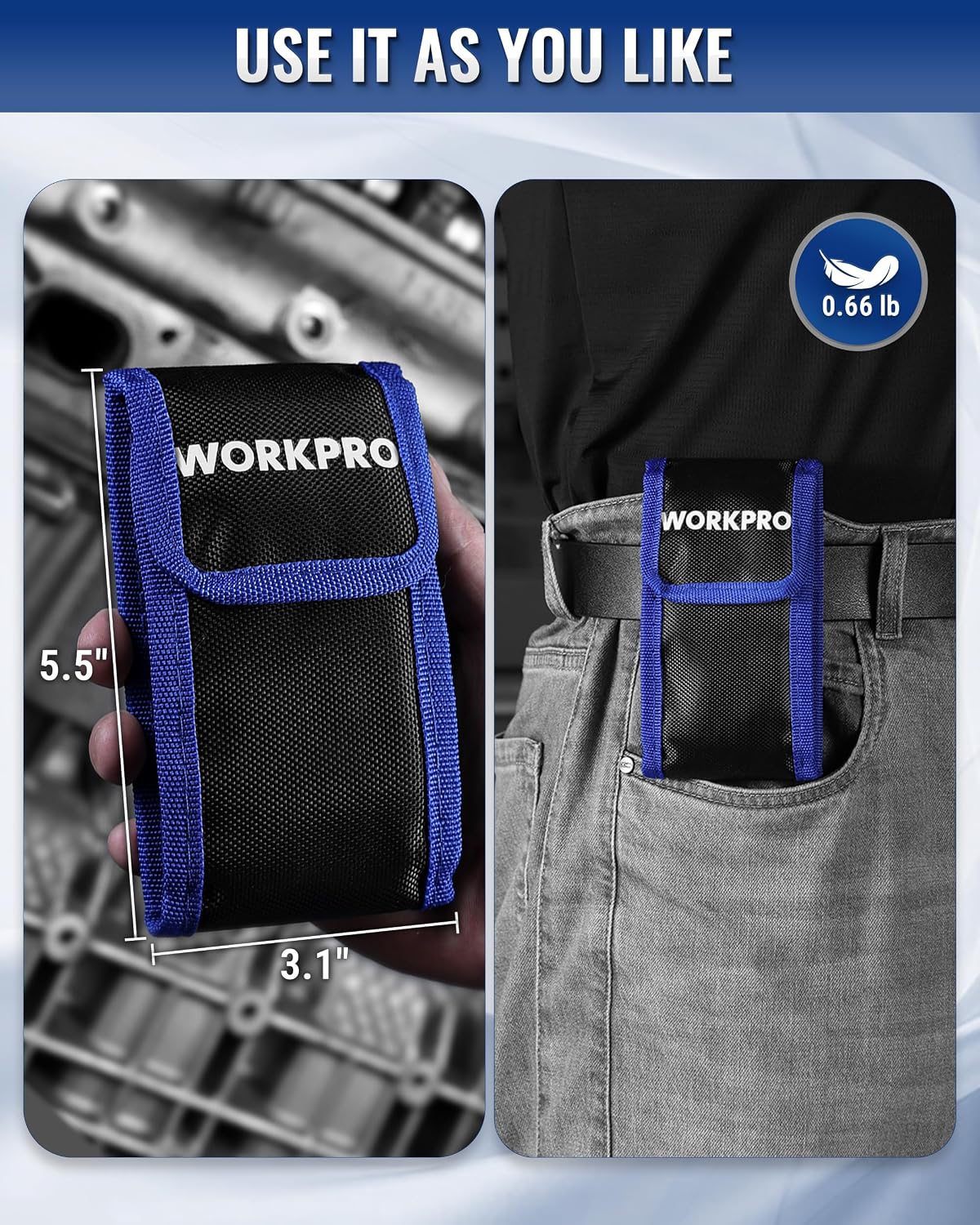 WORKPRO 15PC 14 inch Dr. Mini Ratchet set with extension bar and bits, innovation quality durable secure