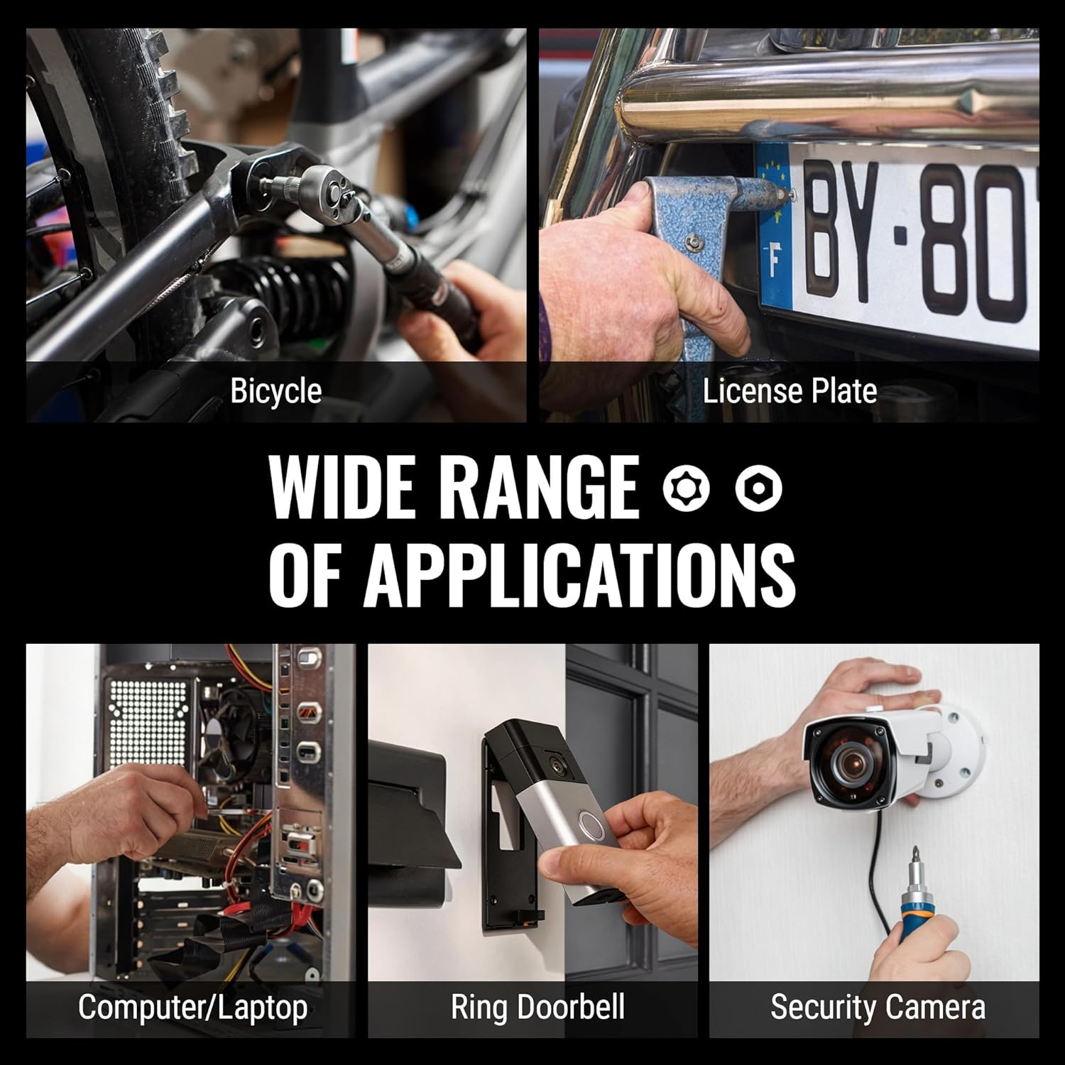 Tamper-proof screwdriver bits for electronics, license plates, and security camera setups