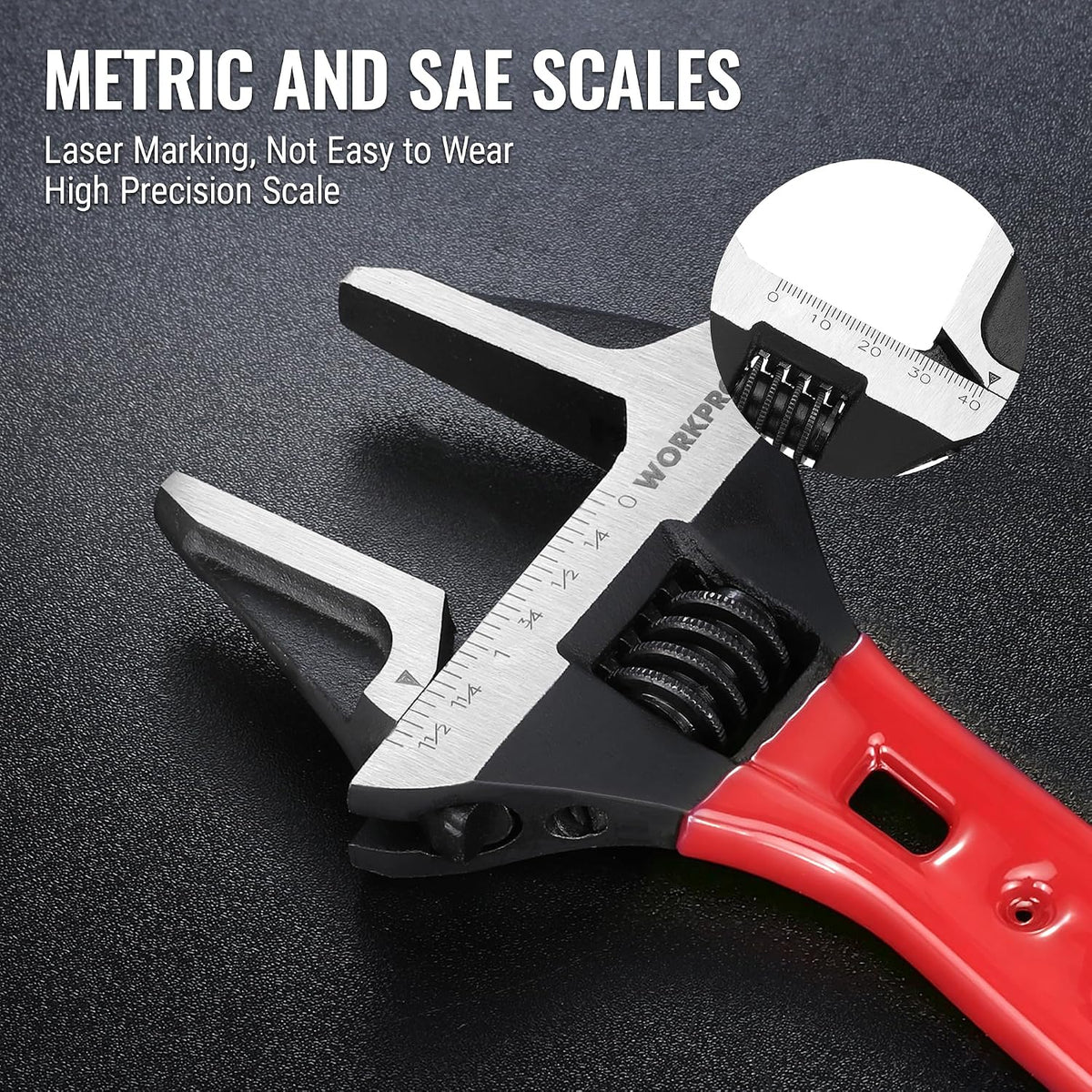 WORKPRO 6" Stubby Adjustable Wrench, 1-5/8" Extra Wide Jaw Opening