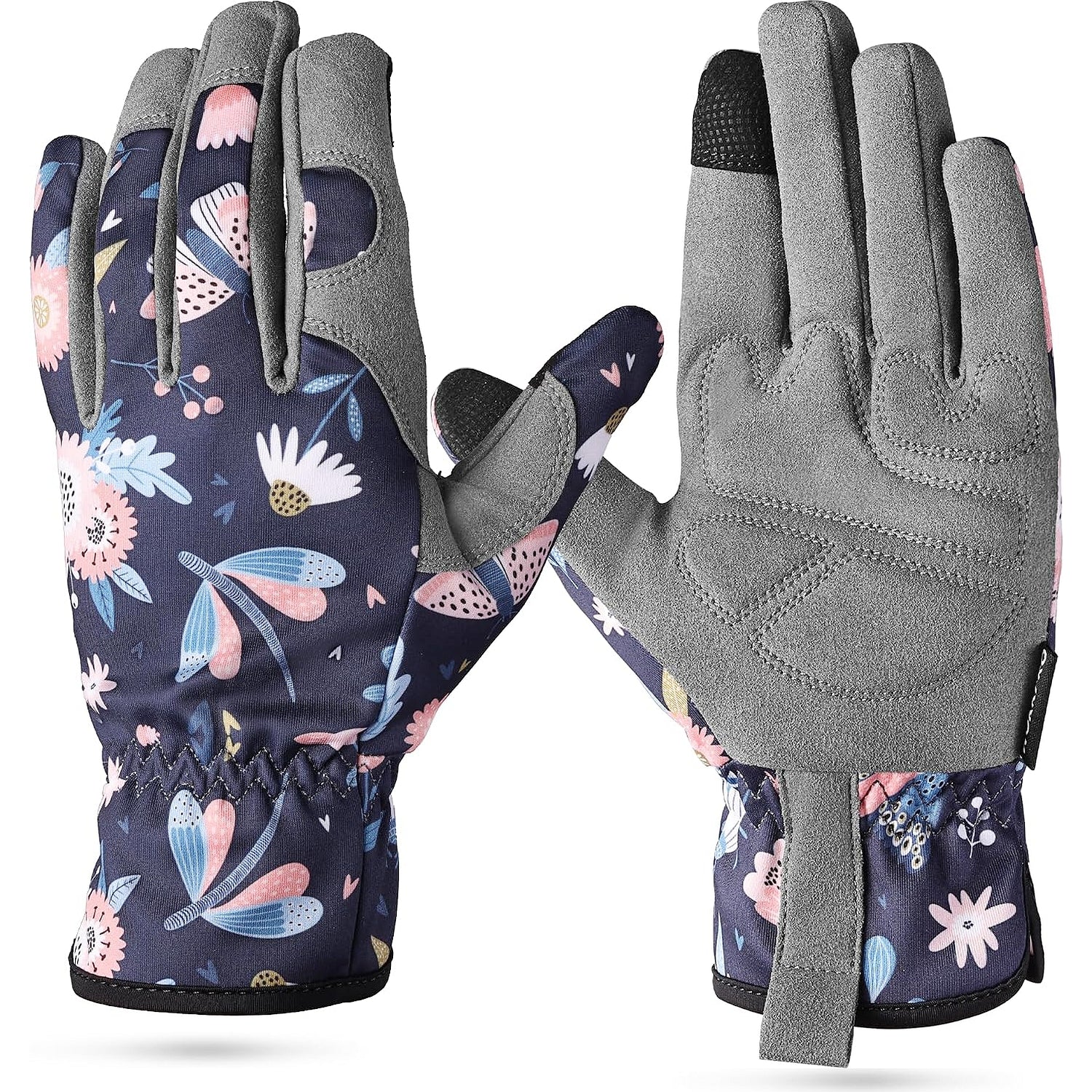 WORKPRO Floral Garden Gloves for Women, Gardening Gloves for Women/Ladies | Printed Breathable Working Gloves with Touchscreen Design & No-Slip Palm Grip for Weeding, Planting, Raking and Pruning