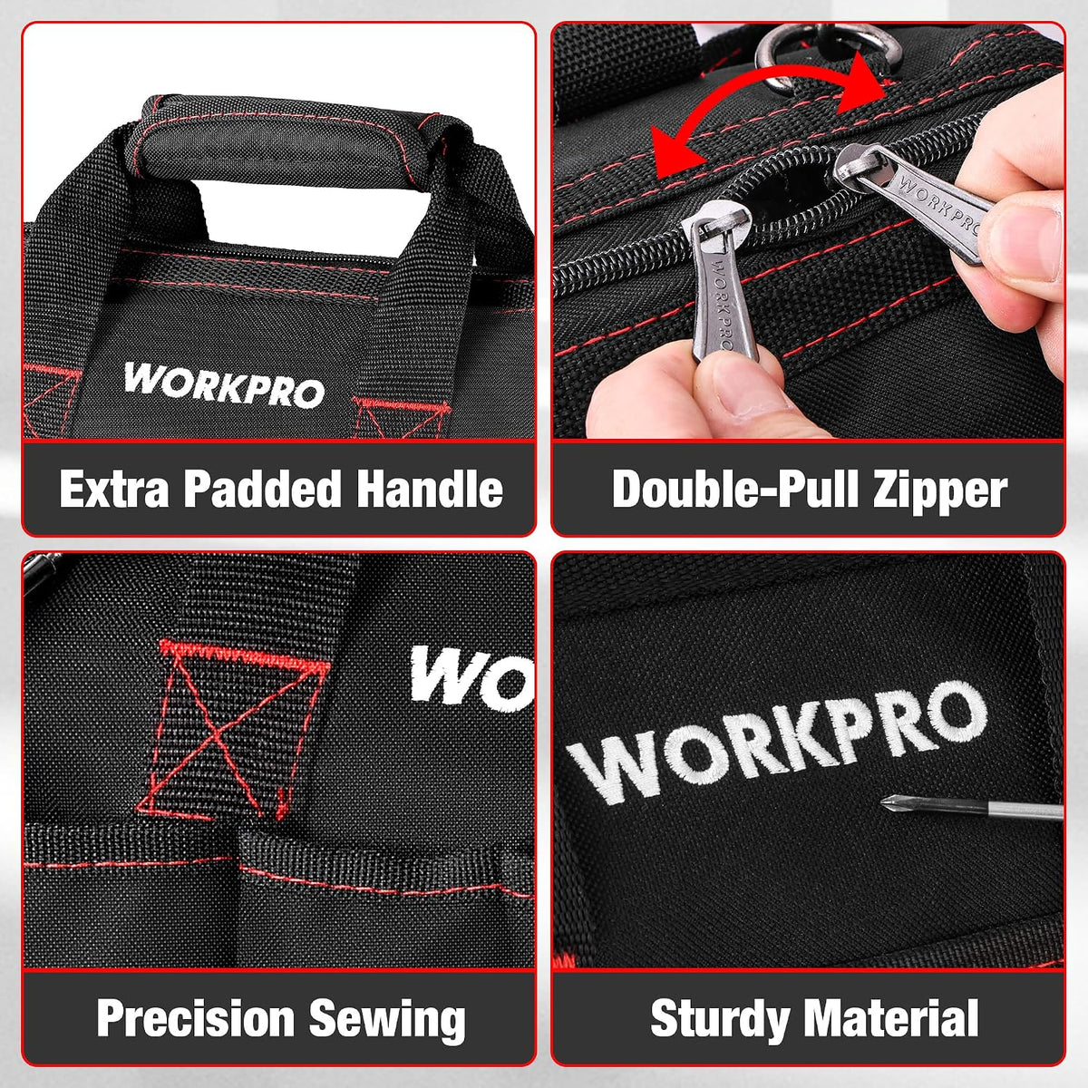 WORKPRO 12-inch Close Top Wide Mouth Storage Tool Bag