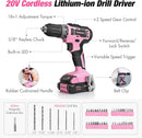 WORKPRO Pink Drill Set with UPGRADED Tool Bag, 157PCS Tool Kit For Home with 20V Cordless Drill Driver, Household Pink Tool Set including Screwdriver, Hammer, Tool Kit for Women and Men - Pink Ribbon