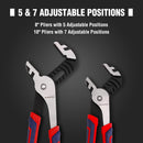 WORKPRO 2-Piece Groove Joint Pliers Set | 10 & 8 Inch Adjustable Water Pump Pliers, Straight Jaw Tongue and Groove Pliers