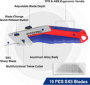 WORKPRO Utility Knife Set, 2-Pack Retractable Box Cutters with Quick-Change Blade System, Twine Cutter, Heavy-Duty Razor Knives with Comfort Grip, Includes 10 Extra Blades