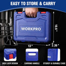 WORKPRO 20-Piece 1/2＂ Drive Deep Impact Socket Set, 6-Point, Cr-V Steel, 10-27mm, Universal Joint, Adapter and Extension Bar, SAE
