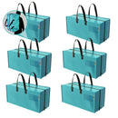 WORKPRO 6 Pack Extra Large Heavy-Duty Storage Moving Tote Bags with Zippers & Carrying Handles Backpack Straps - Pink Ribbon