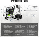 WORKPRO 700W Airless Paint Sprayer, 2900PSI High Efficiency Thinning-Free Electric Paint Sprayer with Extension Rod, Paint Sprayer for Home Interior, Exterior, Furniture, Fence & Ceilings