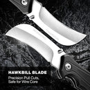 WORKPRO Pocket Knife, Hawkbill Folding Utility Knife with Lanyard Hole and Belt Clip, Electrician Knife for Cable Skinning and Carpet, Linoleum, Cardboard, Rope, Wire Cutting