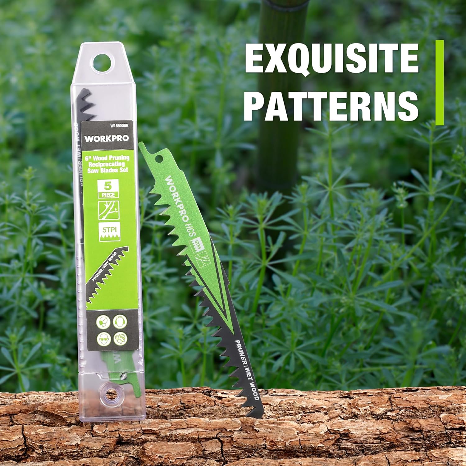 WORKPRO pruning saw blade set in clear case with green-and-black blades for tree pruning
