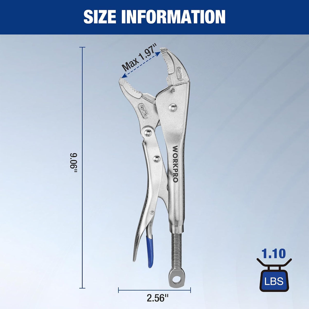 WORKPRO 10" Curved Jaw Locking Pliers with Screw Extractor, CR-MO Steel Construction with Perforated Screw, Multipurpose Clamping Tool for Automotive, Welding, and Home DIY