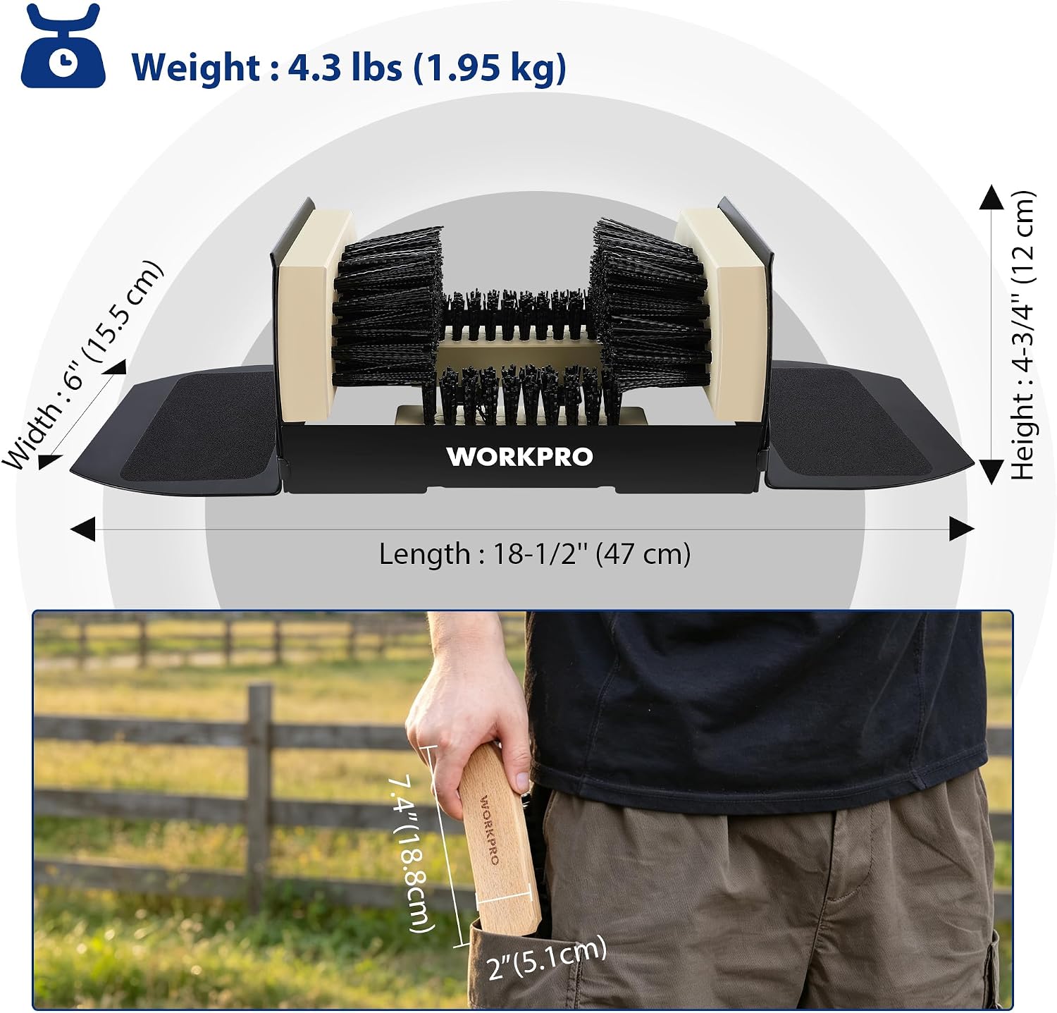 WORKPRO Boot Scrubber, Shoe Brush Kit, Boot Brush Set Outdoor Indoor