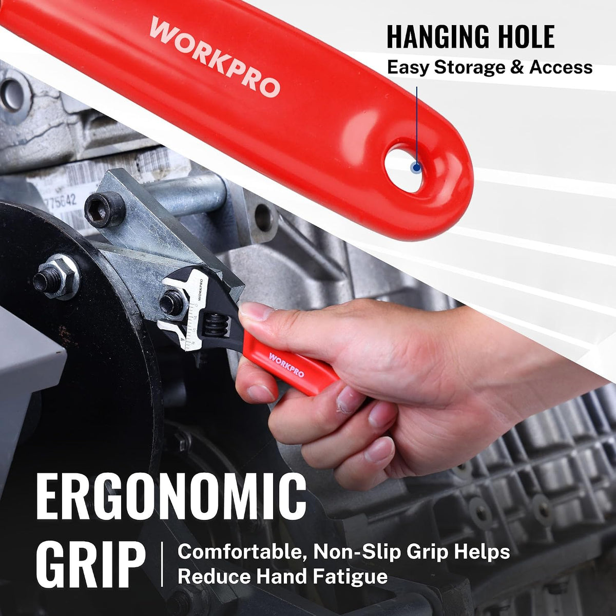 WORKPRO 4-Inch Mini Adjustable Wrench, Wide Jaw Cr-V steel Wrench