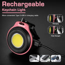 WORKPRO COB Keychain Work Light, Rechargeable Magnetic Keychain Flashlight, Mini Pocket Carabiner Flashlight with Hat Clip, 3 Light Modes Emergency Light for Camping, Hiking and Fishing, Pink Ribbon