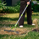 WORKPRO Thatch Rake, 15-Inch Thatching Rake for Lawns with 5FT Handle | Heavy Duty Dethatcher Rakes with Adjustable Head for Removing Dead Grass and Clippings, Loosening Soil