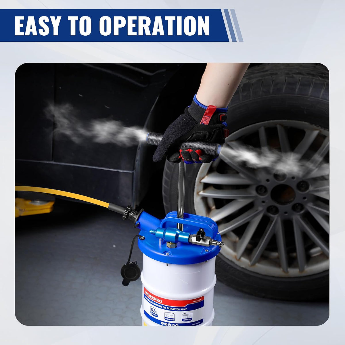 WORKPRO 6.5L Pneumatic/Manual Oil Extractor Pump | Dual Operation Mode, Oil Extraction, 6.5L Capacity