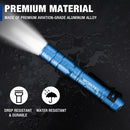 WORKPRO Rechargeable Pen Light, Mini Flashlight, 2 Pack Ultra-Compact EDC Flashlight, Pocket Flashlight with Clip, Memory Function and 2 x USB C Cable Included, Blue