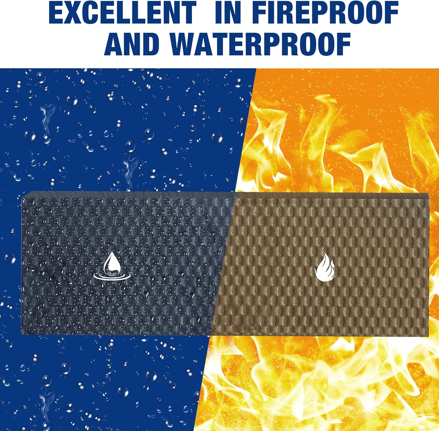 Black foam bumper guard pads with mesh texture, shown for water and fire resistance