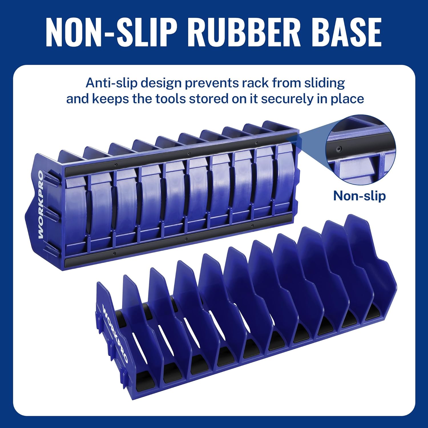 WORKPRO plier organizer rack with non-slip rubber base, blue 20-slot holder