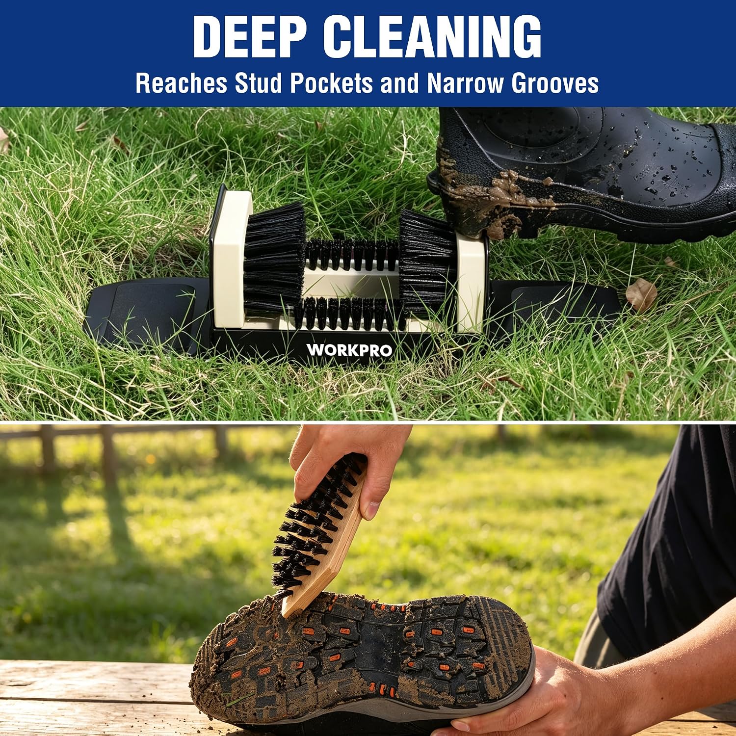 WORKPRO Boot Scrubber, Shoe Brush Kit, Boot Brush Set Outdoor Indoor